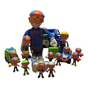 Blippi Excavator Garbage Truck Figures Talking  Doll Mini Vehicles Toy Lot Of 15